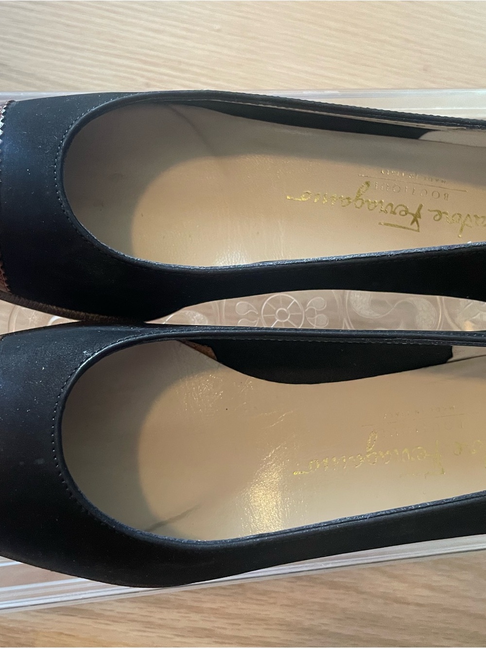 Ferragamo Black Suede Flats with Brown Croc-Textured Toe - Picture 8 of 8